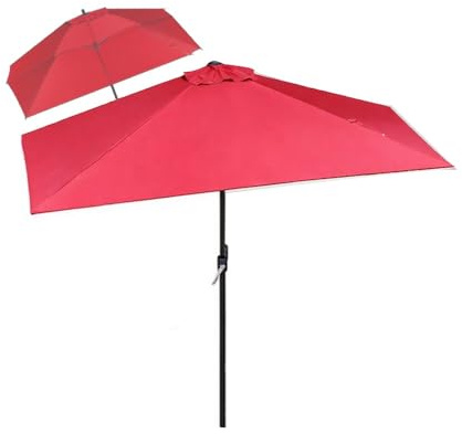 Ombrellone rettangolare regolabile da parete per balcone, giardino, terrazza, bar, bordeaux, 250 x 130 cm, baldacchino da esterno