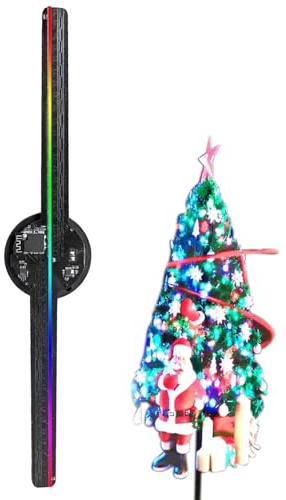Ventilateur Projecteur Hologramme 3D Résolution 2000X224, Projecteur Vidéo Holographique, Écran Ventilateur 16.5 Pouces Télécommande Animation Noël Halloween Magasin