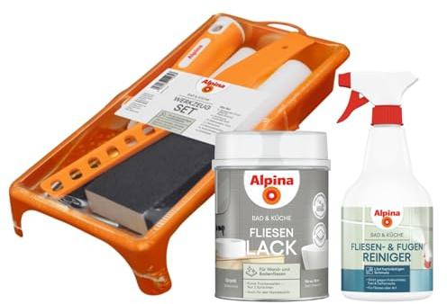 Alpina Bad & Küche Fliesen-Lack Set – Granit – 3-teiliges Komplettset