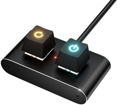 Zkydhbd Commutateurs d'alimentation externes pour PC de bureau avec boîtier en aluminium durable, bouton de réinitialisation intégré, éclairage de couleur, accès facile, bouton de contrôle couleur PC
