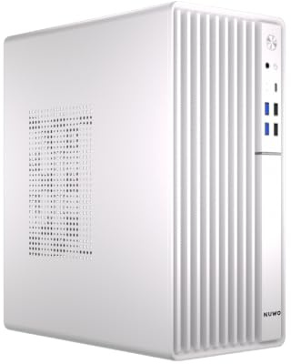 Nuwo Quartz QH300 | Kompakt Micro-ATX PC-fodral utan strömförsörjning | Kompatibel med MicroATX och Mini-ITX | Frontkylning | USB 3.0 och Type-C, vit