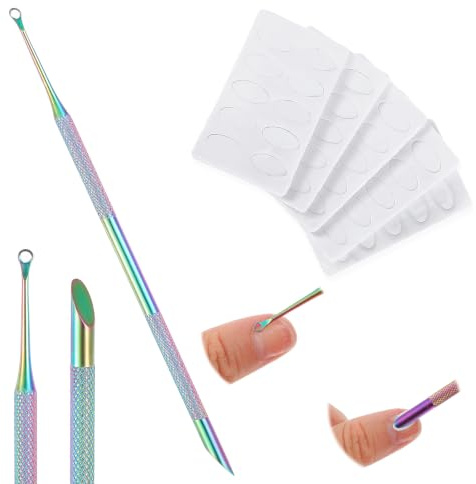 TIESOME Nagelbandspusher med dubbla spetsar, nagelbandsborttagare med 10 sandpapper, nagelbandsborttagare, nagelbandsborttagare, professionell nagelbandsskärare, verktyg för manikyr och pedikyr (färg)
