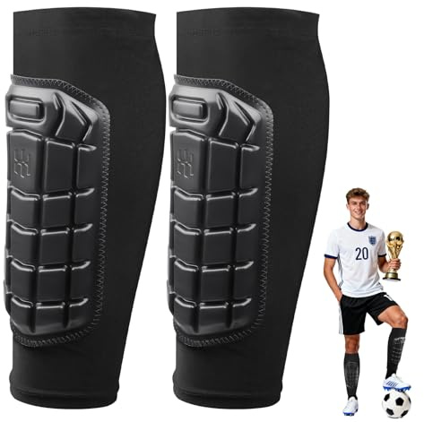 Alaoo Protège Tibias de Football,Protege Tibia Foot Enfant,Shin Guards Manchon,Antichoc Shin Defender Guards avec de Longs Coussinets Cellulaires,Ski Shin Guards Protection Respirants, 1 Paire,XL