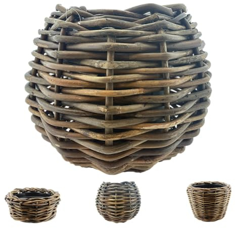Rattan Pflanzkorb - Pflanzkübel - Rustikale Blumenkübel mit praktischem Kunststoffeinsatz - Handgeflochtene Rattan-Schale Braun - Wetterfester Übertopf für Innen & Außen (Braun, ⌀ 58 cm Höhe: 47 cm)