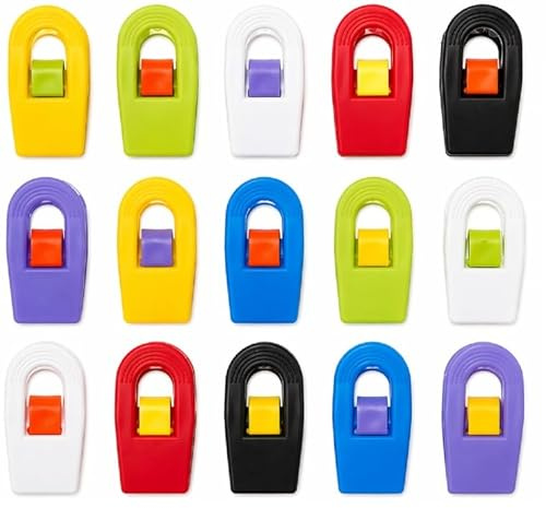 Newplastica Pinze Chiudi Sacchetti, Set 15 Pezzi, Multicolore, Riutilizzabili per Snack, Pasta e Biscotti, Made in Italy