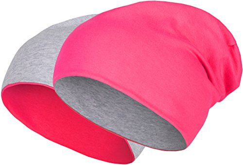 Balinco 2 in 1 Wendemütze - Reversible Slouch Long Beanie Jersey Baumwolle elastisch Unisex Herren Damen Mütze Heather in 24 (8) (Light Grey/Pink)