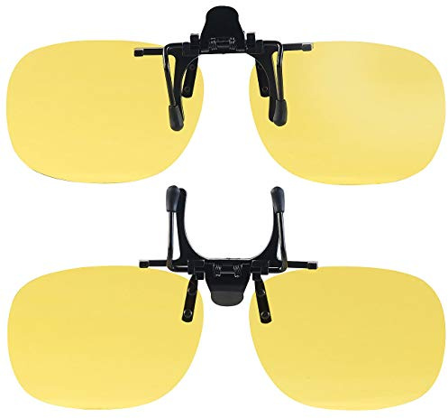PEARL Brillen: 2er-Set Nachtsicht-Brillenclips, rundliches Design, polarisiert, UV400 (Nachtfahrt Brille, Nachtsicht Brillenclip, Angel)