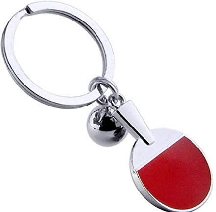 Sportigo ® Bordtennis Racket nyckelring i silverfärg/Ping-Pong spelare present/table tennis keychain
