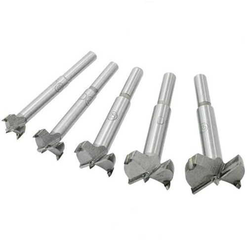 Forstner Drill Bit Set,5pcs 15-35mm High Strength Steel Flat Bit Drill Set Woodworking Hole Saw Wood Cutter Tool (5pcs)