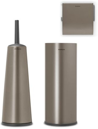 Brabantia Kit de 3 Accessoires de Toilette, Collection Renew - Platinum