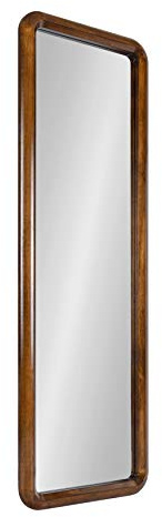 Kate and Laurel Pao Mid-Century Panel Wood Framed Wall Mirror, 16 x 48, Walnut Brown, Modern Full Length Mirror for Wall