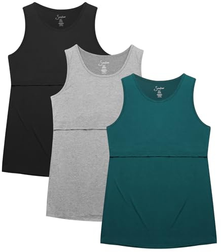 Sosolism 3 Pack Infermieristica Canotte per Allattamento al Seno Senza Maniche Magliette Gilet maternità Vestiti Gravidanza