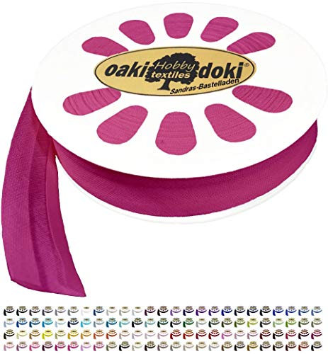 Sandras-Bastelladen 20m Schrägband/Einfassband Baumwolle Uni gefalzt Breite 20mm 795-Cyclam