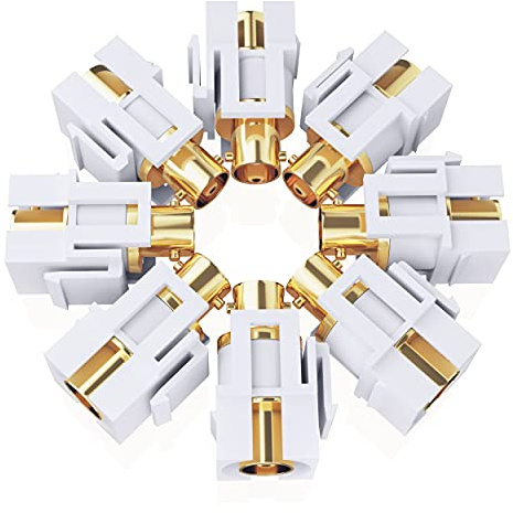 GEARit BNC Keystone Jack Insert for BNC Cables Wall Jack, BNC Insert, F/F SDI Keystone Cable Jack Adapter with TV Jack in White, 10 Pack