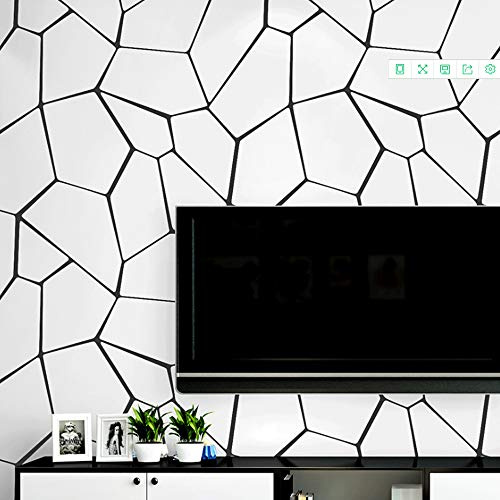 MEAIHOME Vlies-Tapete im nordischen Stil, modern, minimalistisch, schwarz und weiß, geometrisches Muster, für Wohnzimmer, Schlafzimmer, Esszimmer, Fernsehhintergrund,1.73'W x 32.8'L Nicht Geklebt