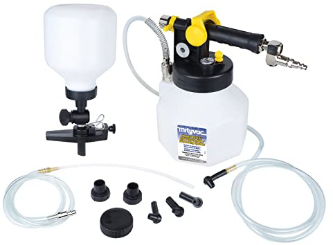 Mityvac MV7135 Premium Pneumatic Brake and Clutch Bleeding Kit, Air Operated, Isolated Flow Control, Pressure/Vacuum Switch Valve, 2 Quart (2.5 Liter) Fluid Reservoir, Master Cylinder Refill Kit