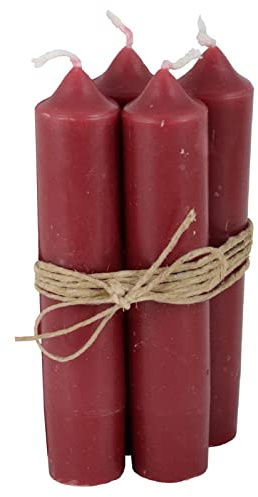 4er Pack Stabkerzen H:11 cm Ø:2,2 cm div. Farben Brenndauer 4,5 Stunden Kerze Advent Weihnachten Deko, Farbe:Rot