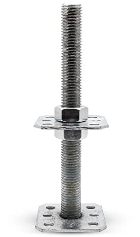 DOJA Barcelona | Verstellbarer Pfostenträger | 110 x 250 | M24 | Pfostensockel Aus Verzinktem Stahl | Stützenfuß Höhenverstellbar | Vertikaler Pfostenanker Höhenverstellbar für Garten, Terrasse, Zäune