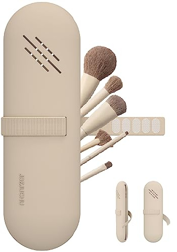 Travel Makeup Brush Holder,Make Up Organizer Bag Case,Cosmetic pouch,Toiletry Organizer,Silicon Small Makeup Brush Purse (Walnut)