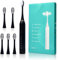 Brosse à dents électrique rechargeable avec 6 têtes de brosse à dents, avec minuterie intelligente de 2 minutes, 5 modes avec blanchiment des dents, cadeau pour la famille