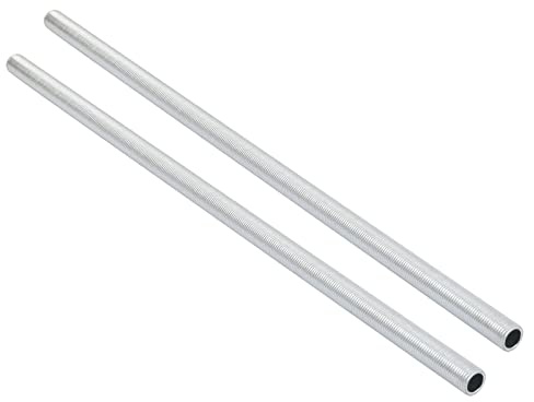 QUARKZMAN 12,2 L M10 Filetage Tige Fileté Creuse 2Pcs Argenté Zinc Alliage | Lampe Tuyau Mamelon Tous Filetage Creux Centre Quincaillerie pour Suspendus Plafond Ventilateurs,