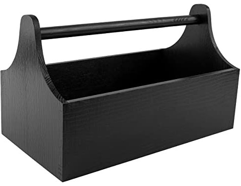 Creative Deco Werkzeugkiste Holz | Werkzeugkasten aus Holz | Maße 34 x 18 x 20,5 cm (+/- 0,5 cm) | Werkzeugkoffer leer | Schwarze Toolbox mit Griff | Männerhandtasche | Geschenkbox