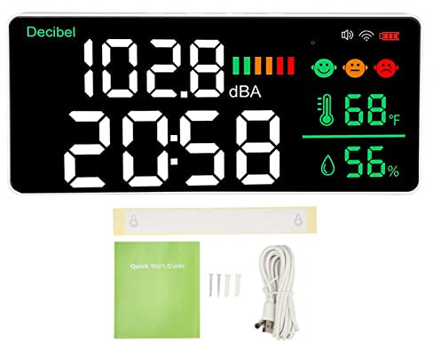 Décibelmètre LED 30-130 DBA pour Tuya 2.4G WiFi Mural 11 Pouces LED Température humidité Affichage Temps Sonomètre pour Salle de Classe Studio Maison