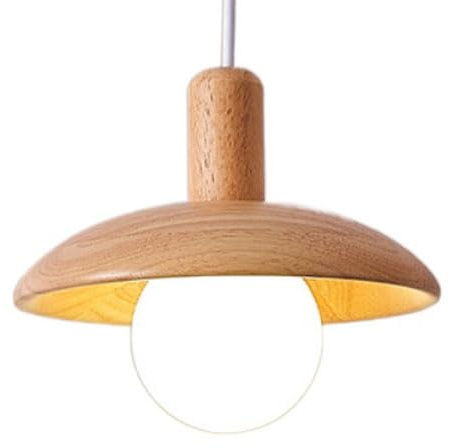 WOLWES Abat-Jour Suspendu en Bois de Style rétro Japonais, Lustre à Une tête à Base G9, luminaires encastrés, Chambre à Coucher, Chevet, Bar, Suspension de décoration au Plafond