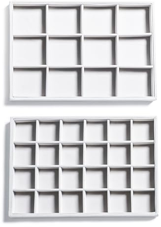 Frebeauty - Plateaux organisateurs de bijoux en velours empilable pour inserts de tiroirs, présentoir de rangement de bijoux, boîtier d’exposition, pour boucles d’oreilles à tiges, bracelets, colliers