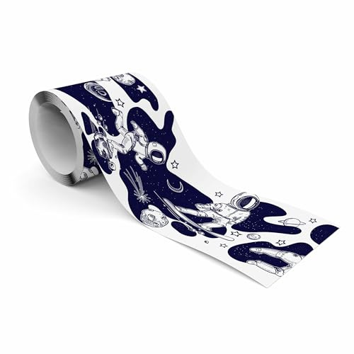 Muralo Bordüre Selbstklebend Märchenhafte Astronauten - 10x300 cm | Tapetenbordüre, Modernes Design, UV-beständig, halbmatt, glatt und abriebfest - ideal für das Kinderzimmer