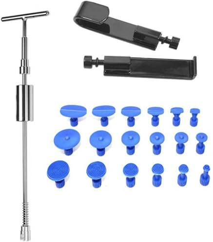 Kit Extractor De Abolladuras Sin Pintura Martillo Desabollador Herramienta T-Bar con Herramienta De Reparación De Bordes De Puertas Y Guardabarros para Coche Auto Body Hail Damage Remover
