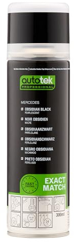 Autotek Professional Exact Match Car Spray Paint, Mercedes Obsidian Black Pearlescent Aerosol Spray, 300 ml