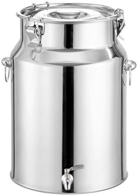 AIZYR Stainless Steel Milk Can Milk Bucket with Spigot And Lid, Milk Pail Bucket Sealed Jar Milk Jug for Milk Wine Oil Liquid Storage,5L