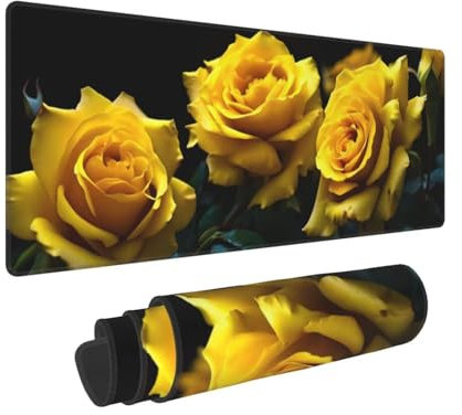 Gaming Mouse Pad 35.4x11.8x0.12 inch XXL Large Gaming Mouse Mat with Stitched Edges, Rose Flowers Mouse Pad, with Non-Slip Base Extended Mouse Pads, Keyboard Desk Pad with Water Resist Surface N-62