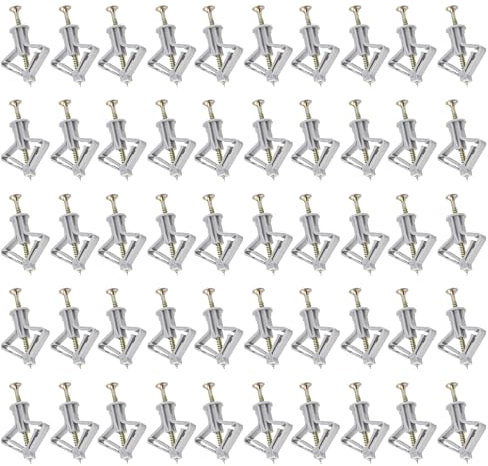 50 Pezzi Tasselli per Cartongesso Forma di Farfalla, Tappi e Viti a Parete in Cartongesso, Tasselli di Espansione Autofilettanti per Gessofibra Calcestruzzo Laterizi