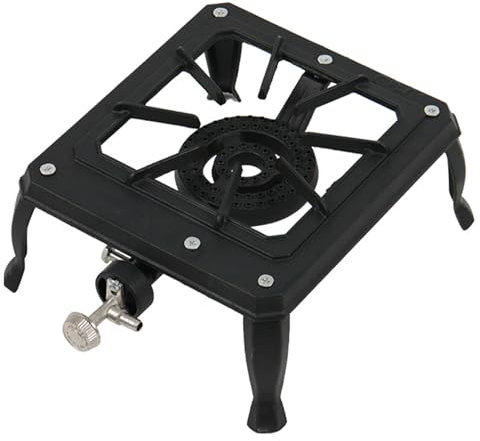 Bruciatore a propano, fornello portatile a GPL, fornello a gas singolo, piccola stufa in ghisa per patio, campeggio, barbecue, barbecue, viaggi, fiamma regolabile, adattatore non incluso