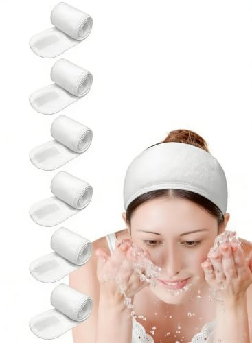 ledytdggu 6 Stück Mikrofaser Kosmetik Stirnband, Verstellbares Spa Haarband | Weiches Mikrofaser Haarband für Make-up, Dusche, Yoga und Sport, hält Haare zurück und schützt beim täglichen Beauty-Ritual