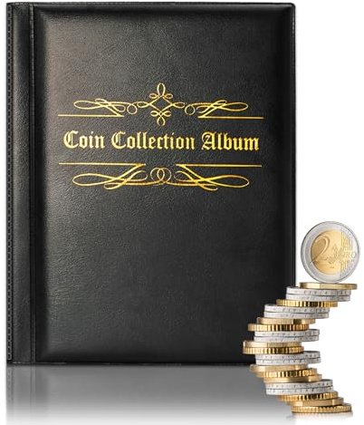 Brelet 480 Pochette Raccoglitore Pieces 2 Euro Di Moneta, Album Monete Collezione, Album Piece 2 Euro, Select Stoccaggio Pieces di Moneta, Portamonete (nero)