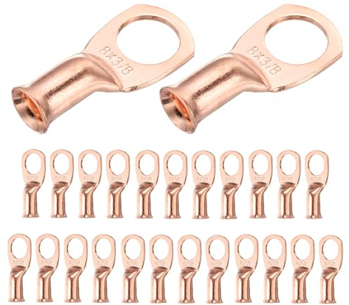DMiotech 25 Pcs 8 AWG - 3/8 Copper Cable Lugs, Battery Cable Ends, Heavy Duty Copper Wire Lugs for Electrical Projects, Copper