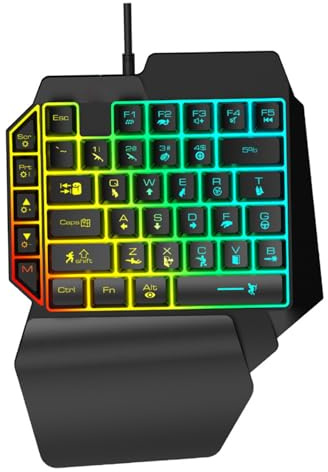HOMSFOU Clavier Mécanique Gaucher 39 Touches Rétroéclairé Noir Compact | Design Ergonomique pour Jeu Vidéo, Portable et Plug And Play, Usage Maison