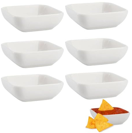 6 cuencos pequeños, 7,3 x 2,5 cm, cuencos para salsa de soja, juego de cuencos para salsas, cuencos para salsas pequeñas, cuencos pequeños de cerámica cuadrada, cuencos pequeños para salsa de tomate,