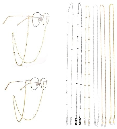 Wisebom 6 Stück Brillenkette Damen Sonnenbrillen Kette Brillenkette Perlen Brillen Kettenband Brillenschnur Modern Damen