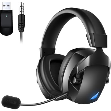 Ziyan Auriculares inalámbricos para videojuegos con micrófono, 2,4 G, Bluetooth, USB, 3,5 mm, cableado, 3 modos para PC, PS4, PS5, Mac, Switch