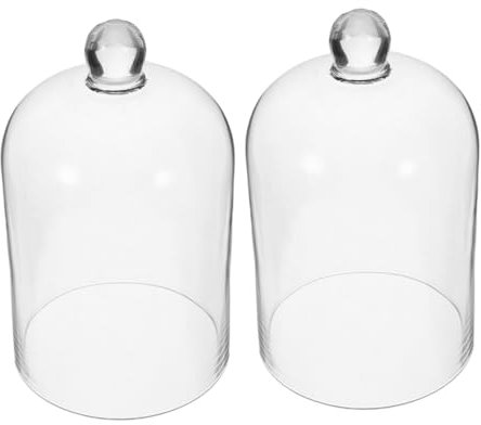 TIDTALEO 2pcs Eternal Flower Cloche Transparent Glass Display Dome Excellent Workmanship for Preserved Flowers Aesthetic Home Decor for Weddings and Anniversaries