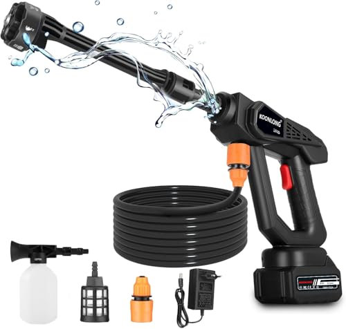 Akku Hochdruckreiniger für Makita Batterie,Mobiler Hochdruckreiniger mit 6-in-1 Düse, 5m Schlauch und 4000 mAh Akku, Pressure Washer Akku-Druckreiniger für Auto, Terrasse, Garten, Zaun, Pool