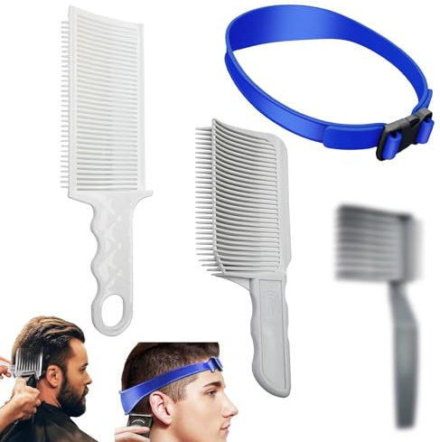 SGQTGIMU 4-teiliges HaarschneidehilfeSet, Barber Kamm für Männer Silikon Gebogener Positionierungskamm Verstellbare Haarschneide Schablone beard styling, Haarschneidekamm für DIY Haarschnitte Zu Hause