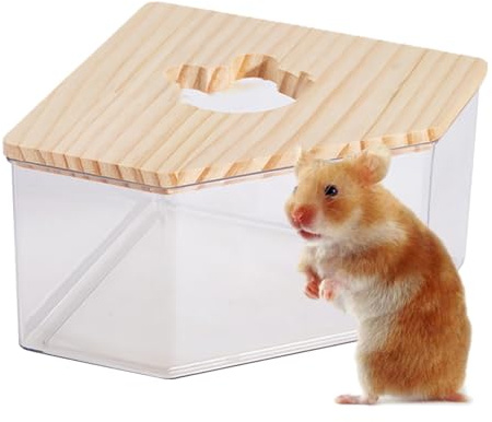 Riaisttd Hamster Sandbadebox Haustierkäfig Transparente Box Hamster Sandbad 15,5 x 10,5 x 6 cm Rennmäuse Dusche und Gräber Kleintiertoilette für Balkon, Kinderzimmer, Schlafzimmer