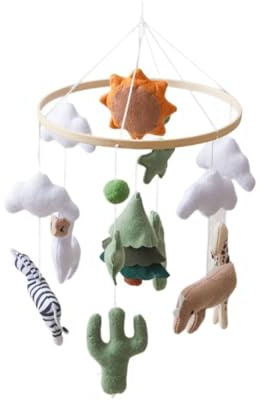 Waldtiere Mobile Baby Windspiele, Babybett Mobile 3D Tiere Giraffen Zebras, Mobile Wickeltisch Bettglocke Kinderzimmer Babyzimmer Deko, Neugeborenen Geschenk für Baby Jungen und Mädchen