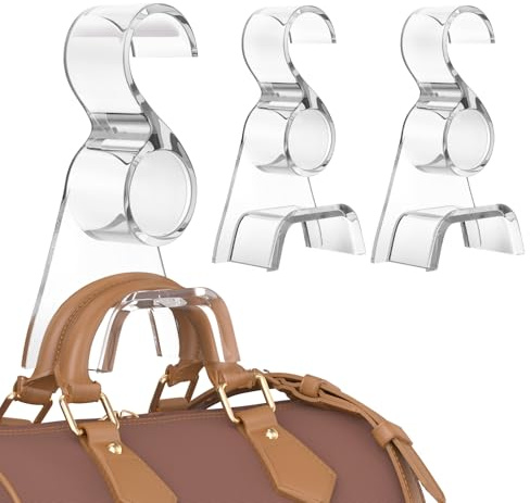 Famitree Appendiabiti a gancio per borse, 3 pezzi Ganci per Borse Appendiabiti Borsa da Cravatta Gancio per appendere zaini, cartelle, sciarpa, cintura e cravatta (Trasparente)