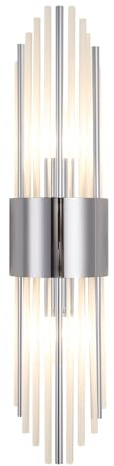 Ondersley Modern Crystal Wall Sconce, Chrome Finish Wall Sconce, Made of Stainless Steel and Crystal Strip, 21.3 x 4.7 x 2.4 Inches, with 2 E12 Light Sources, Hardwired, Non-Rechargeable